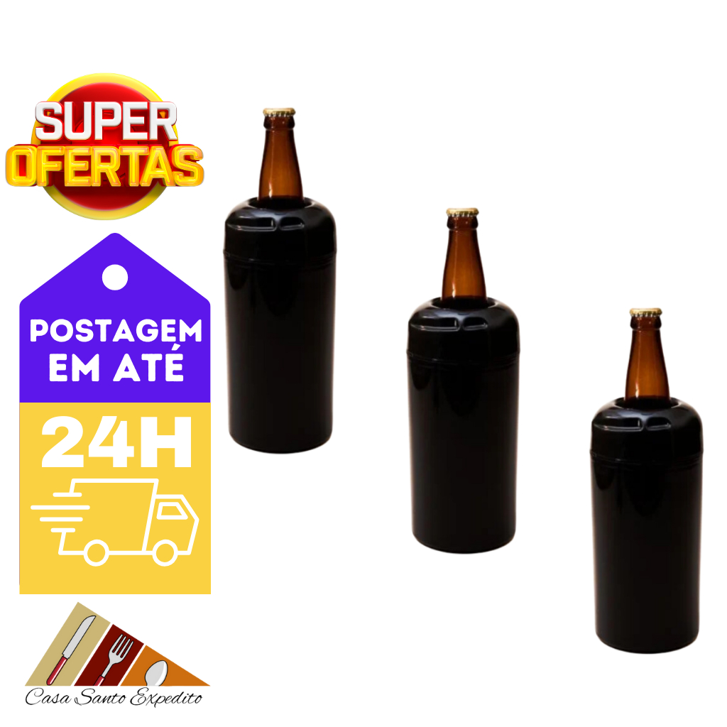 Porta garrafa camisinha camisa térmica para cerveja litrão, 1 litro, Parede tripla envio imediato, kit com 3 peças