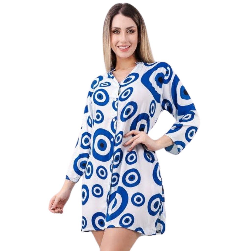 Bata Indiana de Praia Olho Grego em Viscose Saida de Banho Boho Chic em Oferta na Shopee