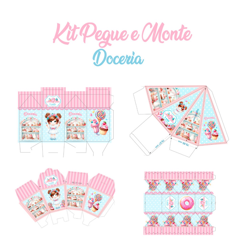 Kit Pegue Monte Personalizados Doceria 20 a 60 unidades Lembrancinhas de Aniversário Confeitaria