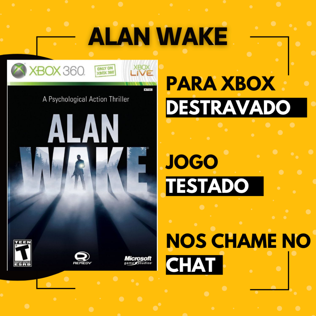 ALAN WAKE - REGIÃO FREE - ING - MIDIA FISICA - XBOX 360