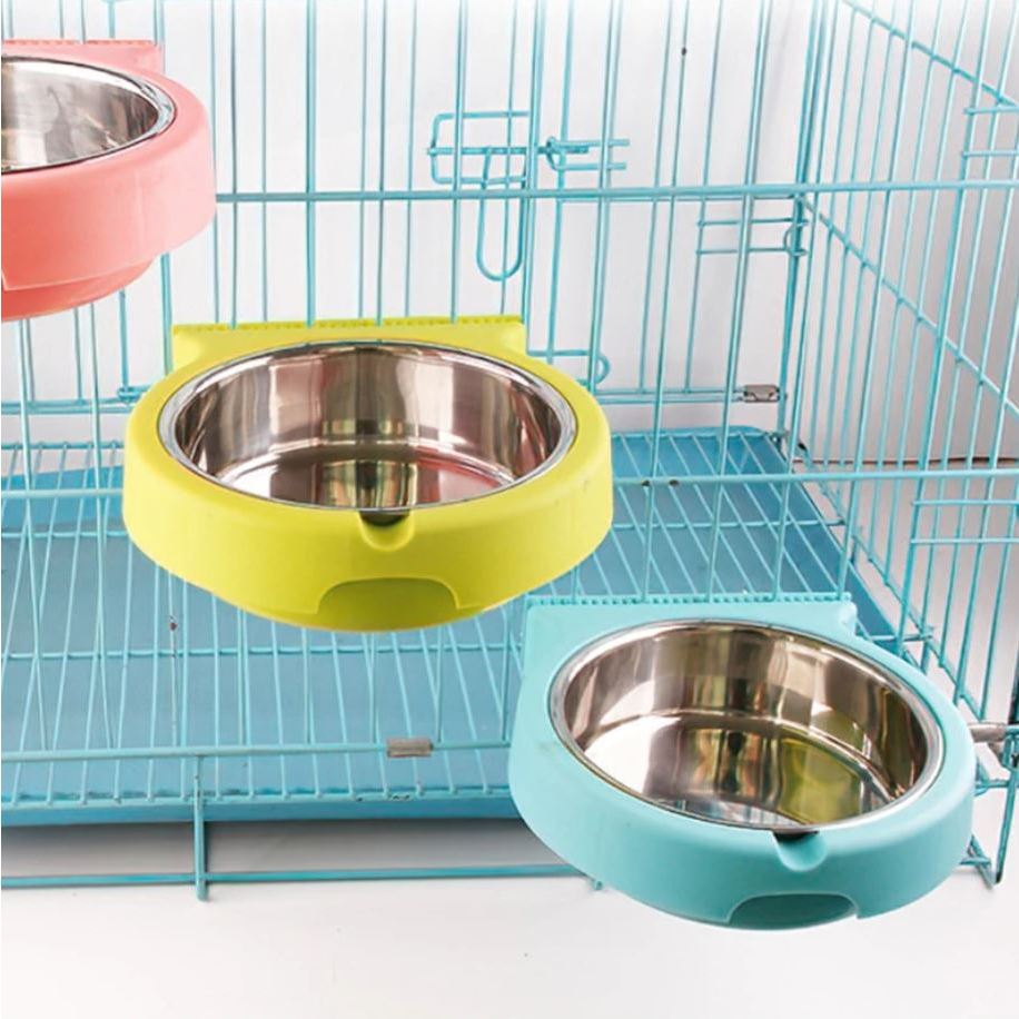 Comedouro Bebedouro Inox Tigela De Alimentação Com Fixação Em Gaiola Pet Cão