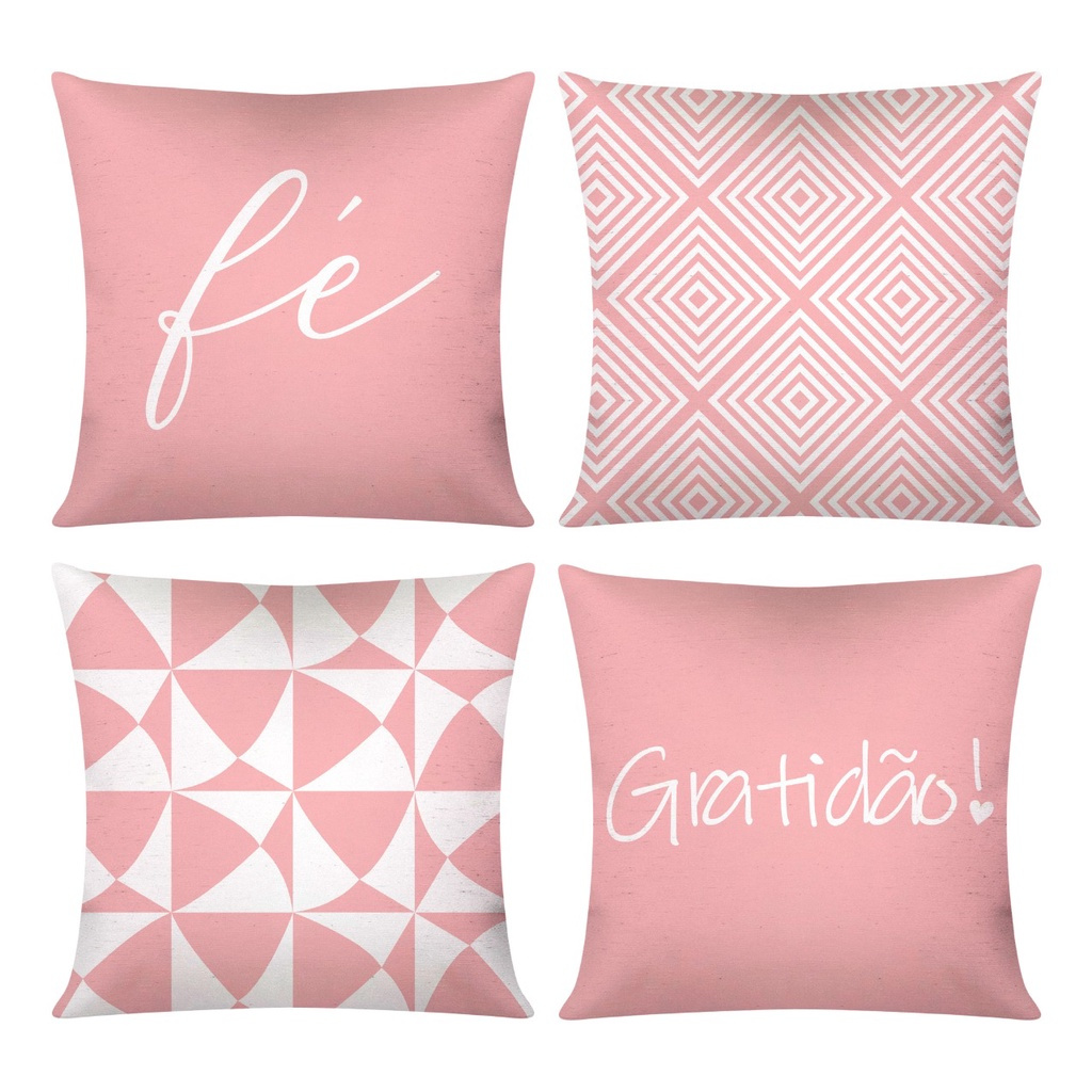 Kit c/ 4 Capas de Almofada Decorativas Modern Print 45x45 - Fé e Gratidão em Oferta na Shopee