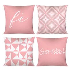 Kit c/ 4 Capas de Almofada Decorativas Modern Print 45x45 - Fé e Gratidão