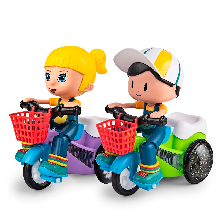 Brinquedo Moto Que Anda Triciclo Menino ou Menina Empina Gira 360 Luzes E Sons Bate e Volta HM TOYS