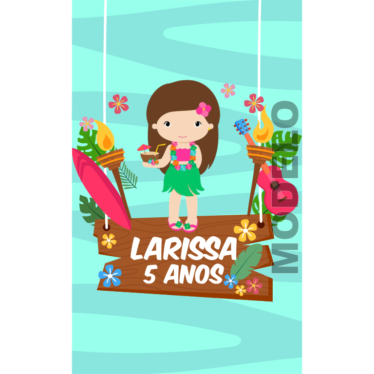 15 Adesivos Tubete Havaí Hula Hula - Etiqueta - Rótulo Personalizado