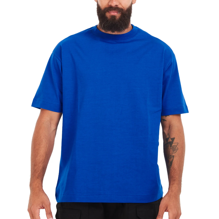 Camiseta OVERSIZED Azul Royal lisa blusa camisa Streetwear em algodão 30.1 modelo Premium OVERSIZED