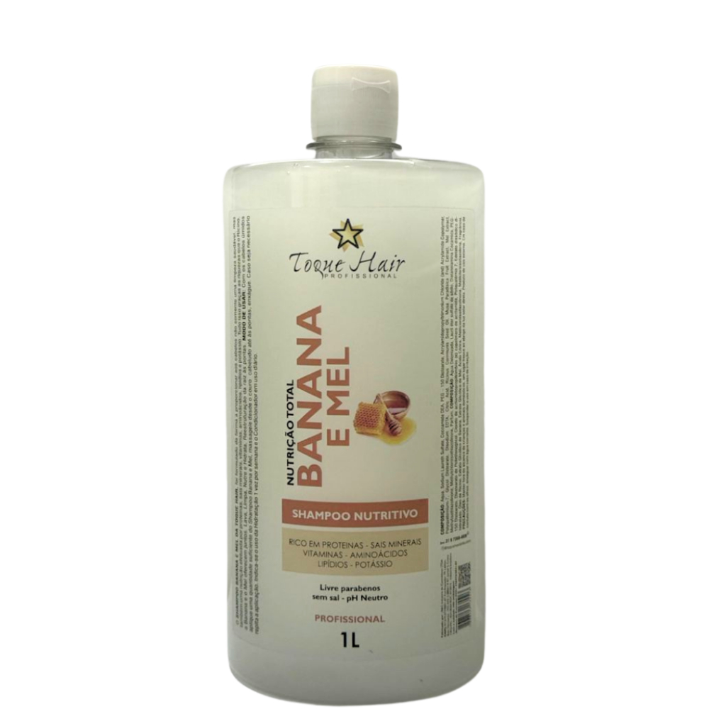 Kit Nutrição Banana e Mel Shampoo 1L + Máscara 1KG Brilho Intenso Nutre os fios deixando Sedosos e fortes Profissional