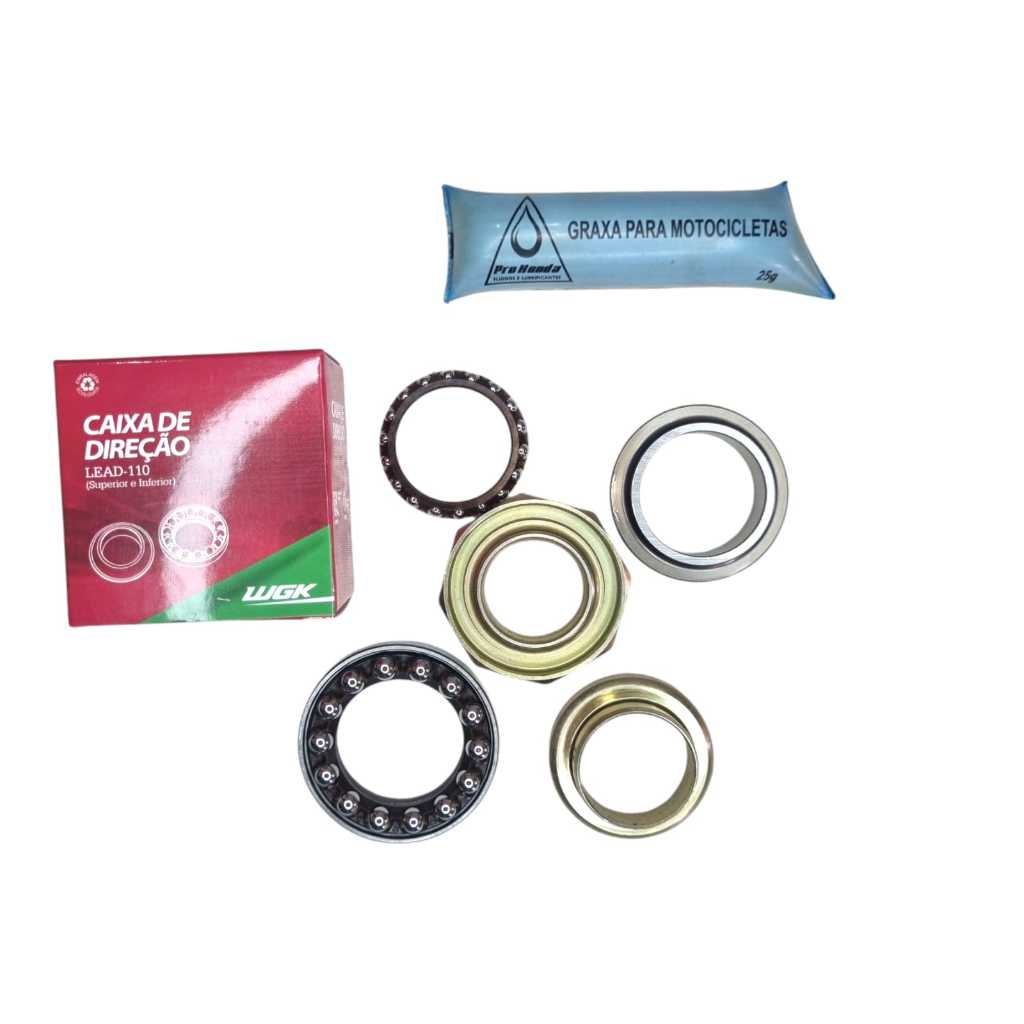 Caixa Direção Rolamentos Superior Inferior Honda Lead 110 + Graxa