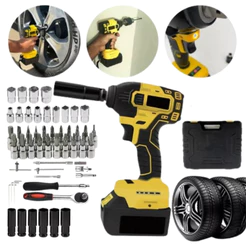 Kit Chave De Impacto A Bateria 21v Parafusadeira E Jogo Soquete 40pç Peças