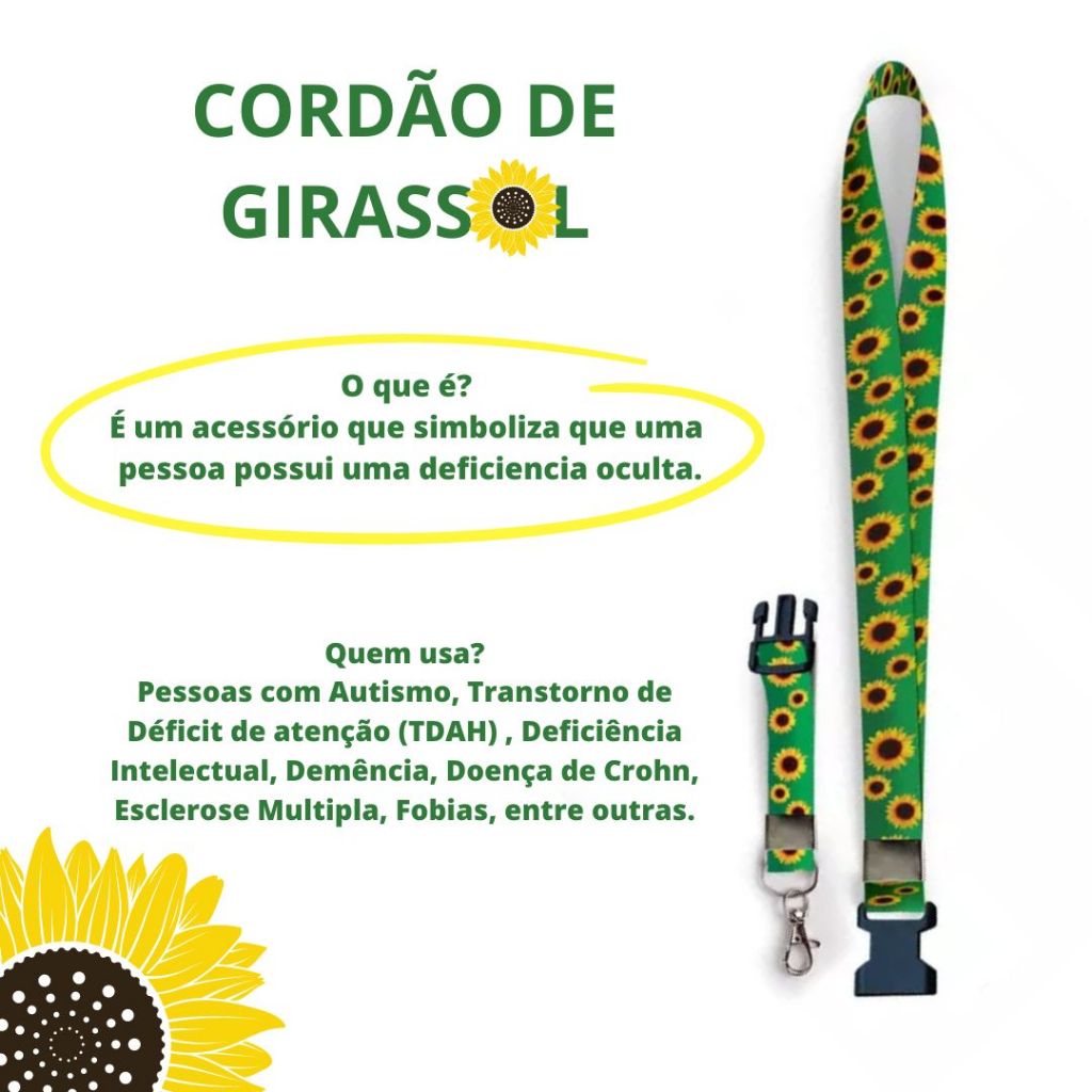 Chaveiro Cordão Moto Pescoço Engate Rápido Cordão Dupla Face Girassol e Autismo · foto 2