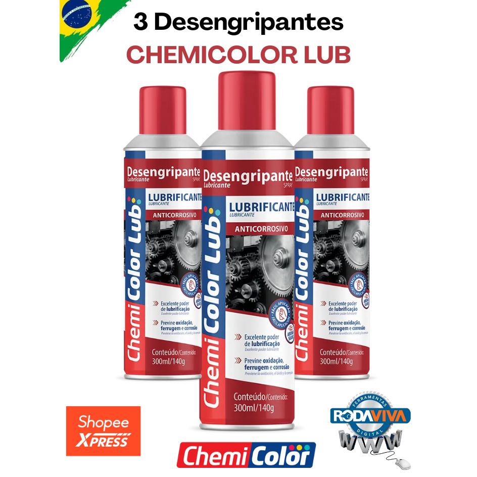 KIT 3 OLEOS DESENGRIPANTES SPRAY CHEMI.LUB 300ML em Oferta na Shopee
