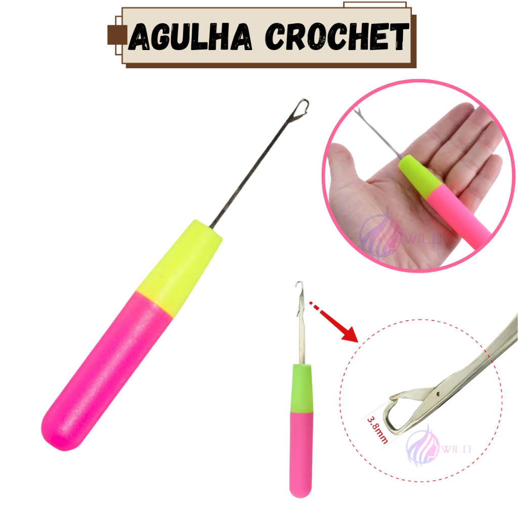 Agulha de Crochet Braids Para Tranças Entrelace e Cabelos Orgânicos Mega Hair em Oferta na Shopee