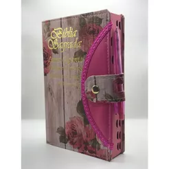 Bíblia Sagrada Tamanho Grande Com Harpa Palavras de Jesus em vermelho Botão Capa Romantic