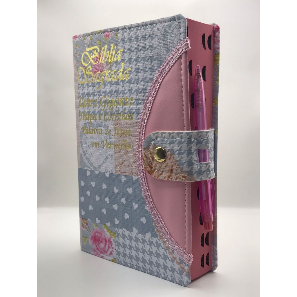 Bíblia Sagrada Tamanho Grande Com Harpa Palavras de Jesus em vermelho Botão Capa Coração em Oferta na Shopee