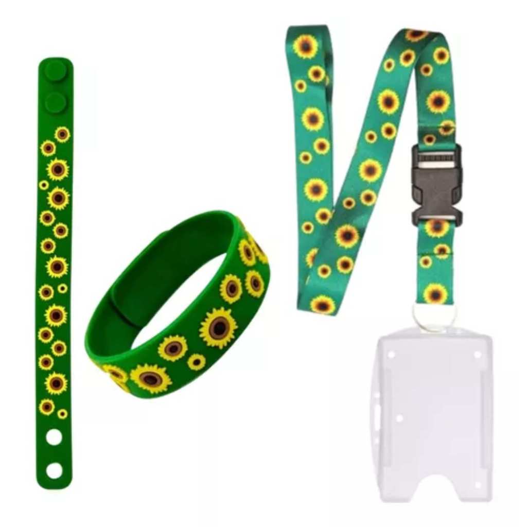 Kit Cordão Girassol + Porta Cracha + Pulseira em Oferta na Shopee