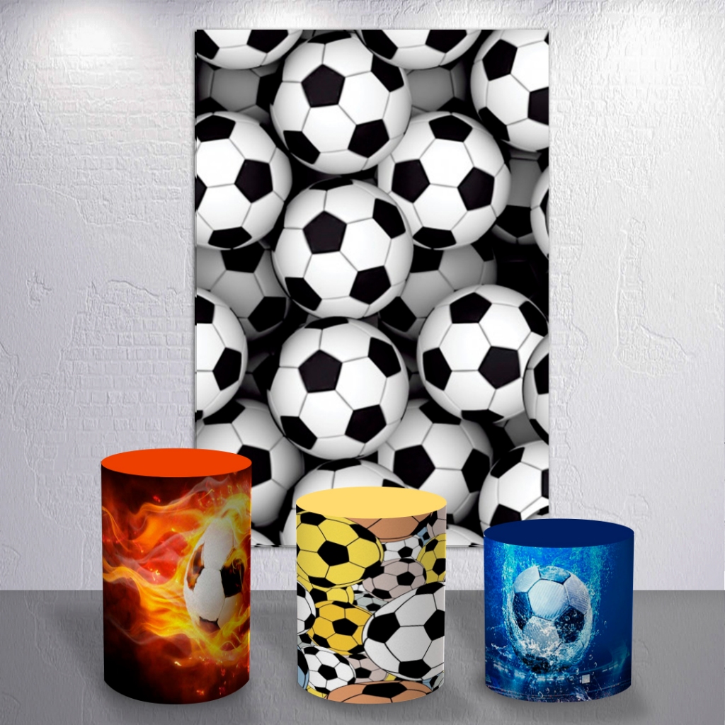 Retangular Capa Painel Redondo Tema Meninos Decoração Campo Bola Sublimado Kit Ou Avulso