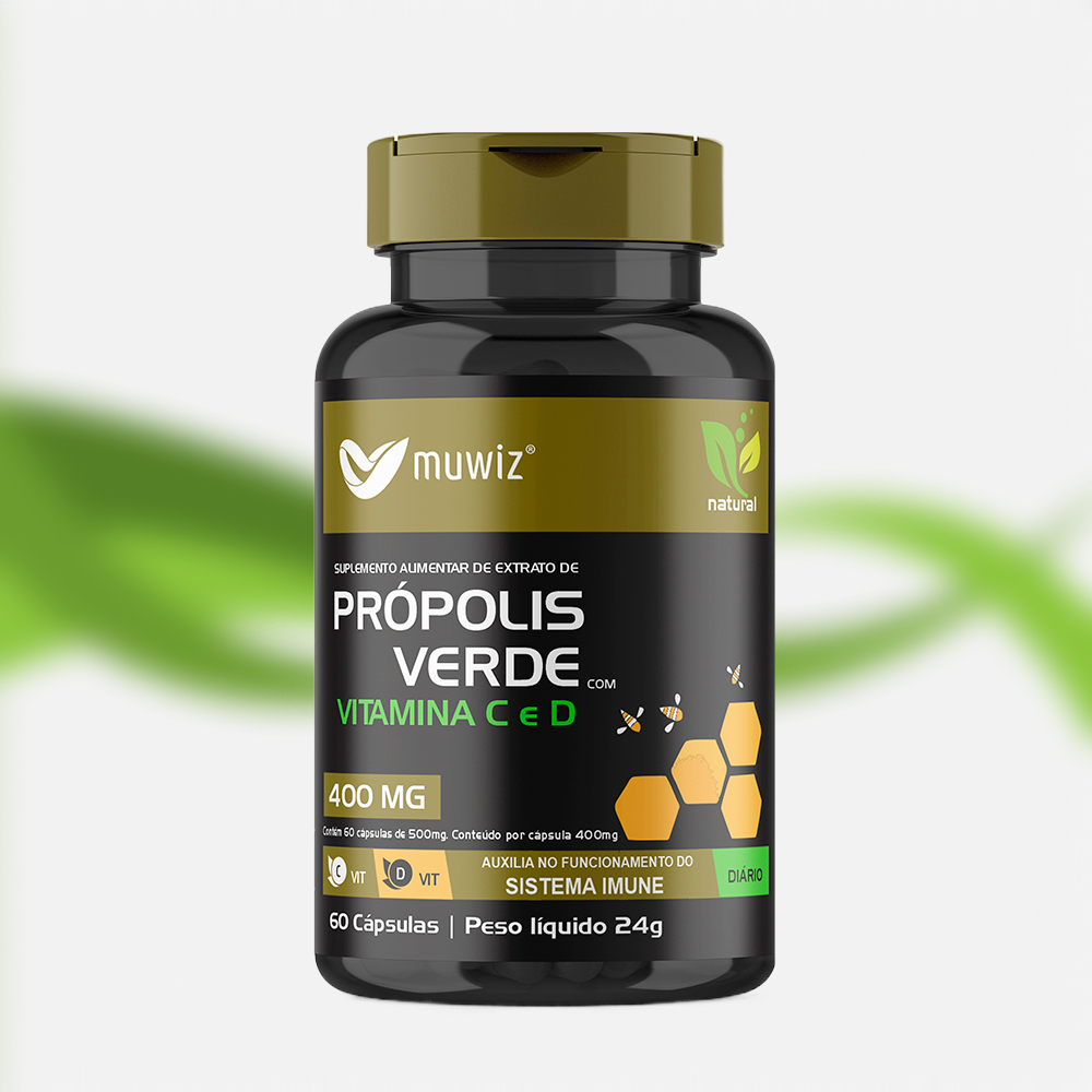 Própolis Verde Vitamina C + D 60 Cápsulas Muwiz