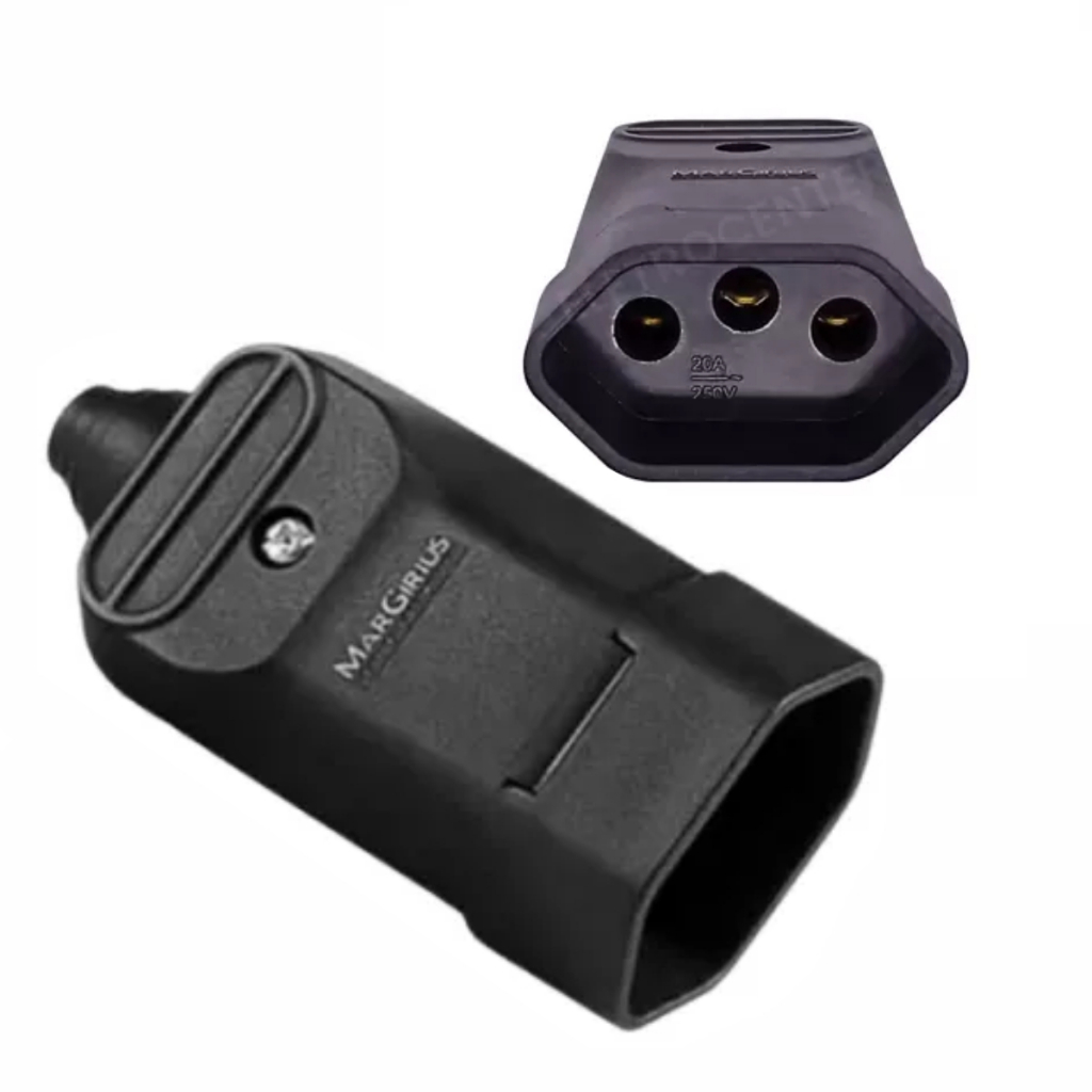 Tomada Fêmea 20A Desmontável 3 Pinos 2P+T Margirius Preto em Oferta na Shopee