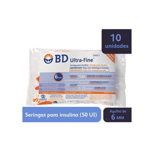 Seringa De Insulina Bd Ultra-fine 6mm 50ui 10 Unidades em Oferta na Shopee