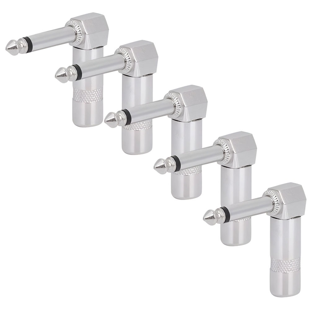 Pacote Com 05 Plug P10 Em L 90 Graus Metal Mono Profissional