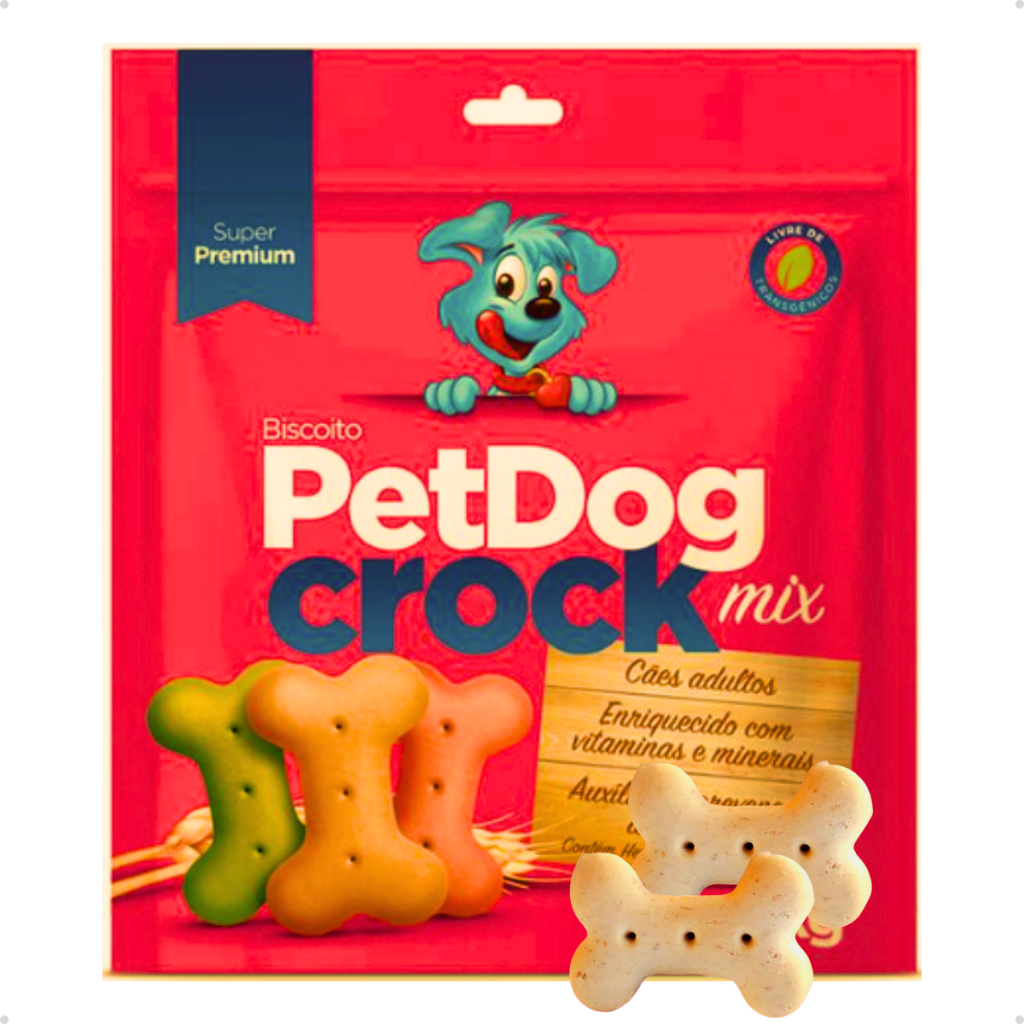 Biscoito para Cães Crock Super Premium Mix - Cães de Todas as Raças - 1 Kg - PetDog