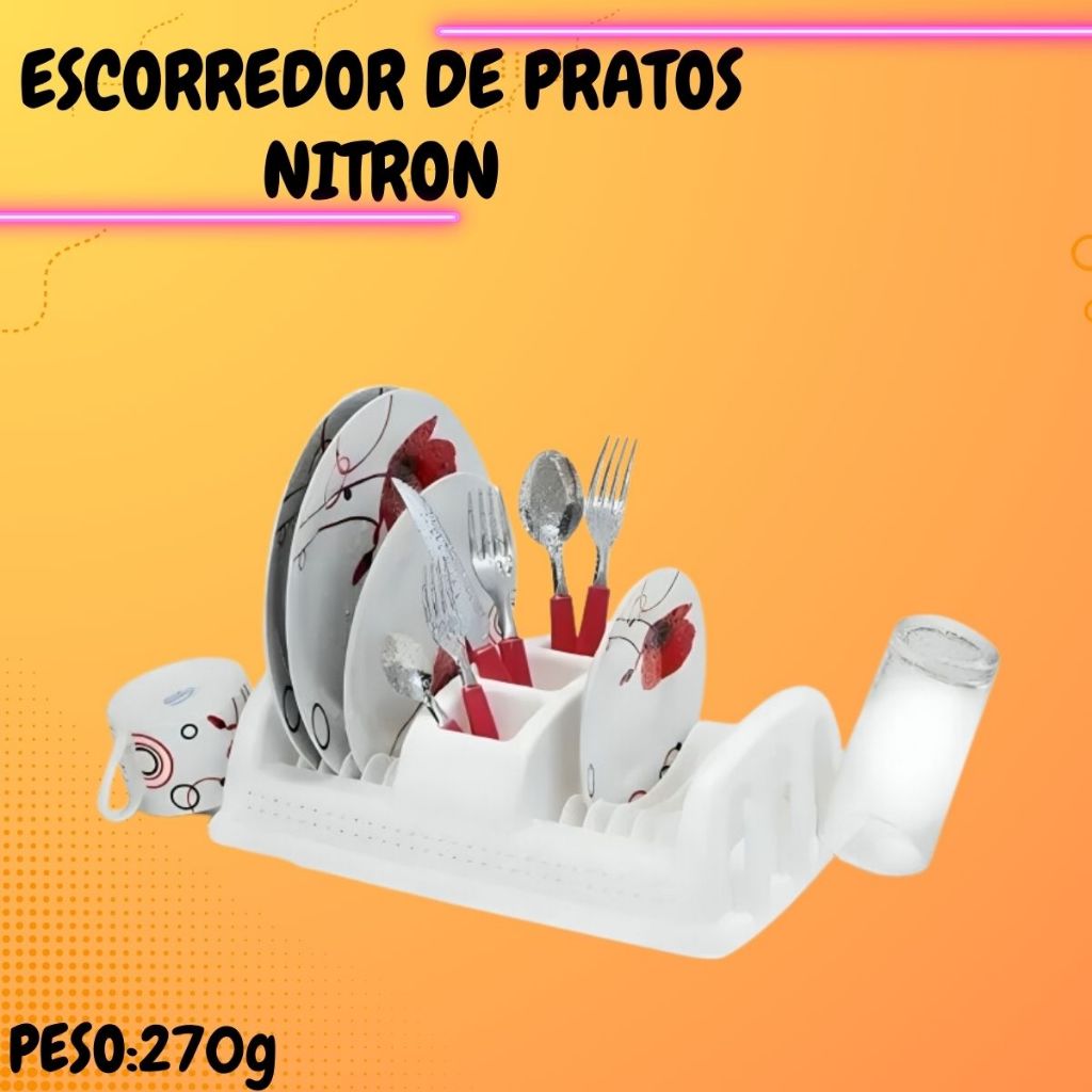 Escorredor De Pratos De Plástico Compacto Rattan Nitron em Oferta na Shopee