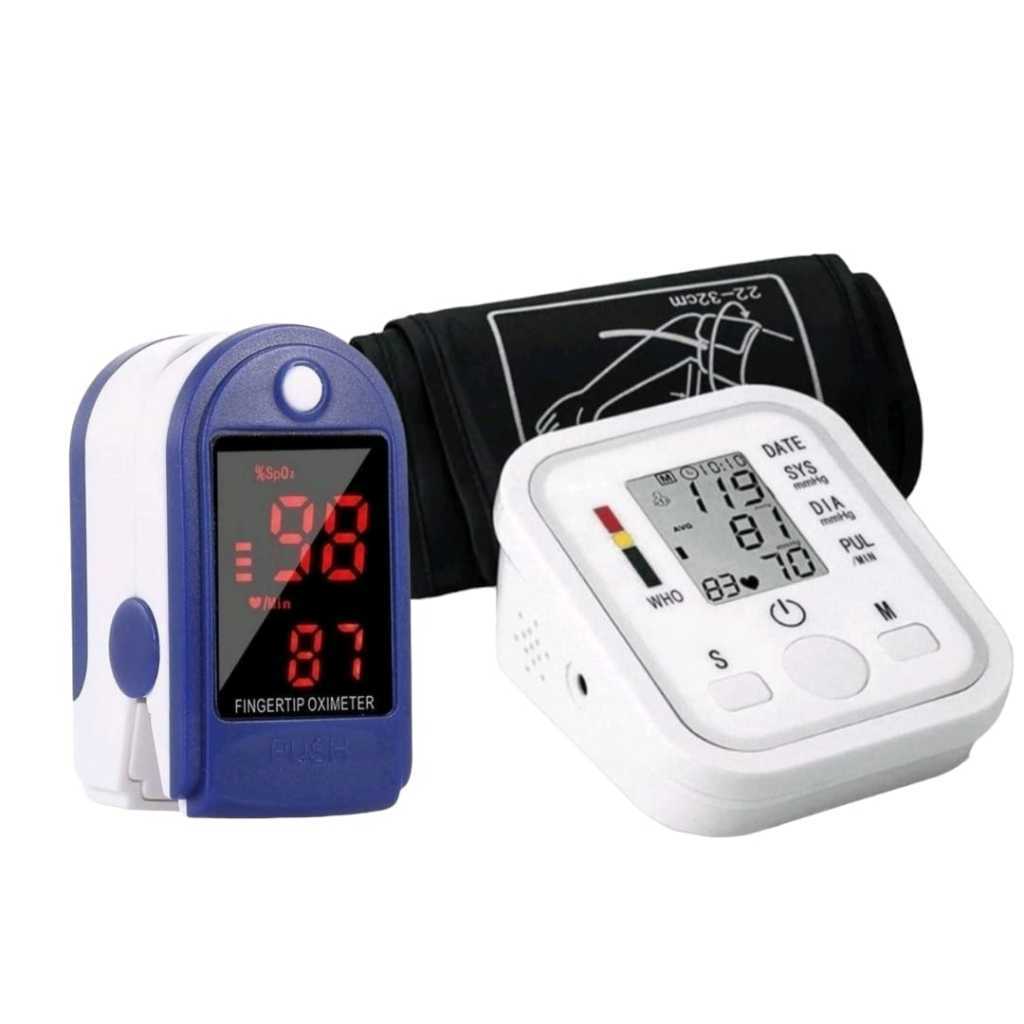 Kit  Aparelho De Pressão Arterial De Braço + Oximetro De Dedo em Oferta na Shopee