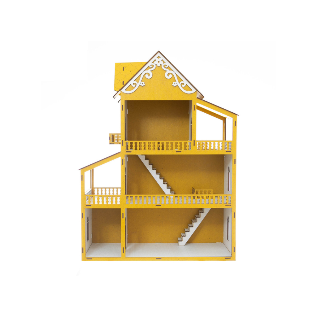 Casa de Boneca Casinha Brinquedo MONTADA 60cm Kids Infantil mdf acabamento e pintura premium Amarela Girassol