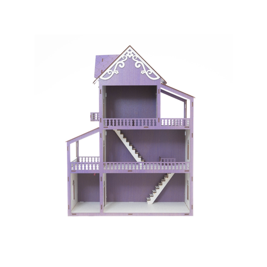Casa de Boneca Casinha Brinquedo MONTADA 60cm Kids Infantil mdf acabamento e pintura premium Lilás Lavanda