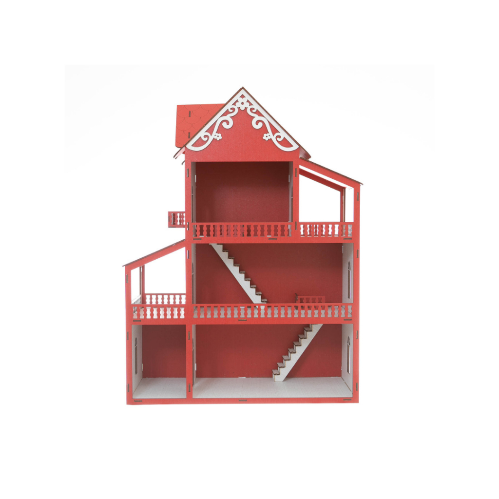 Casa de Boneca Casinha Brinquedo MONTADA 60cm Kids Infantil mdf acabamento e pintura premium Vermelha