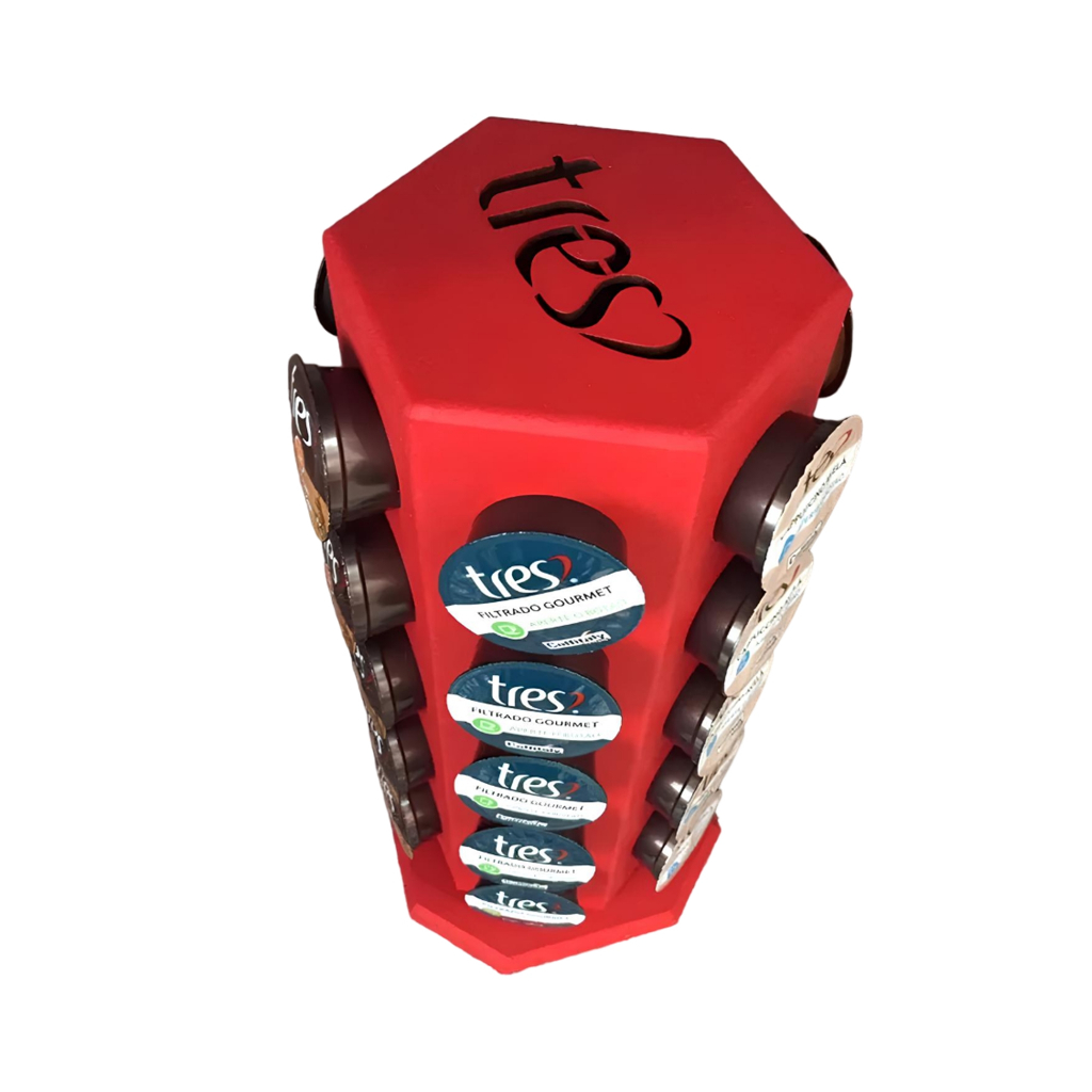Organizador TRES CORAÇÕES p/30 Cápsulas Café Suporte Porta Capsulas Torre Giratória MDF ❤ VERMELHO ❤ em Oferta na Shopee
