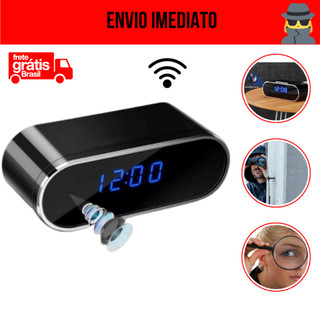Câmera Despertador Discreto de Segurança Wifi 150 Graus Com Bateria