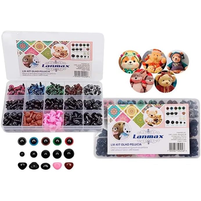 Kit Olho E Nariz Para Pelucia E Amigurumi Colorido 280 Peças