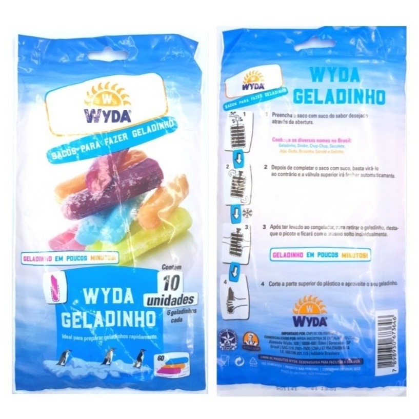 Kit Sacos Para Fazer Geladinho 10 Unidades Faz 60 Geladinhos