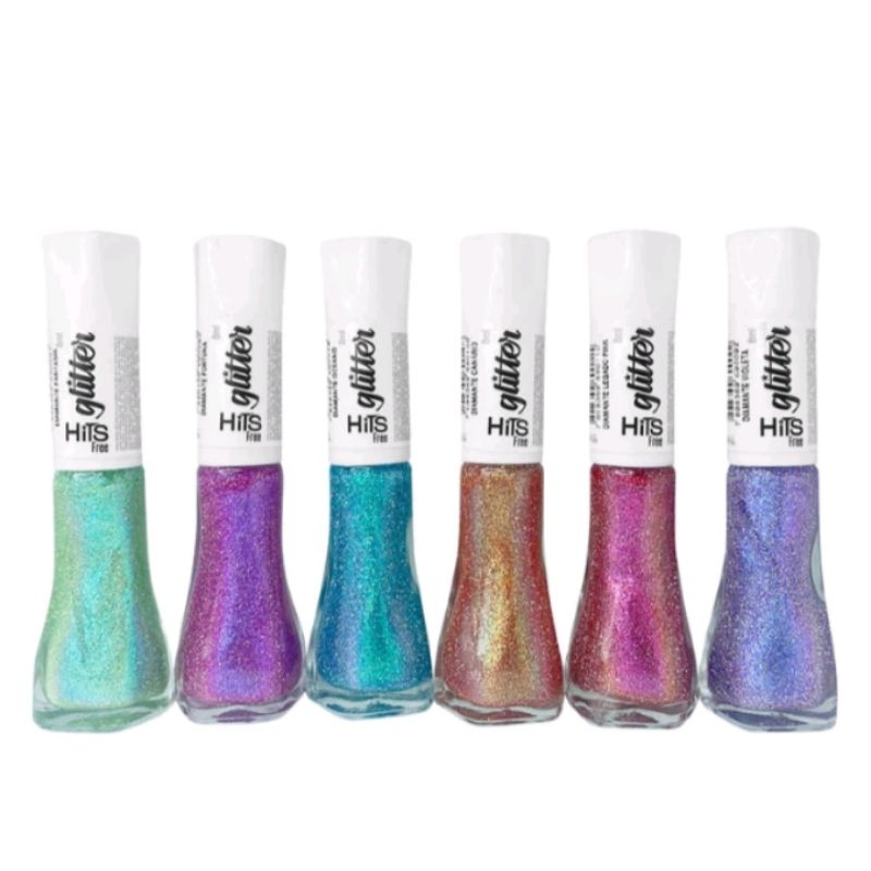 kit esmalte Hits glitter Refletivo diamante 6 unid