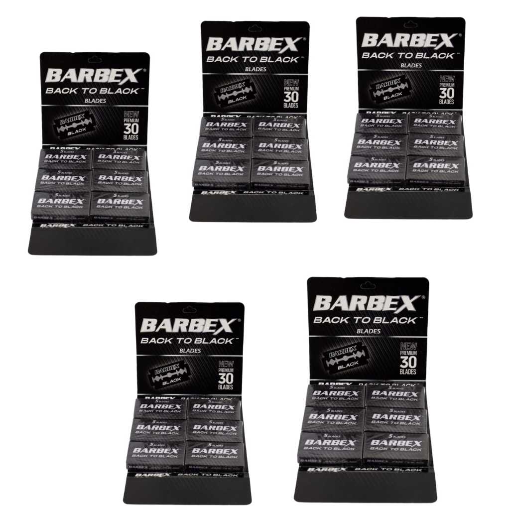 kit com /5 cartelas lamina de barbear barbex black com 30 lamina cada cartela