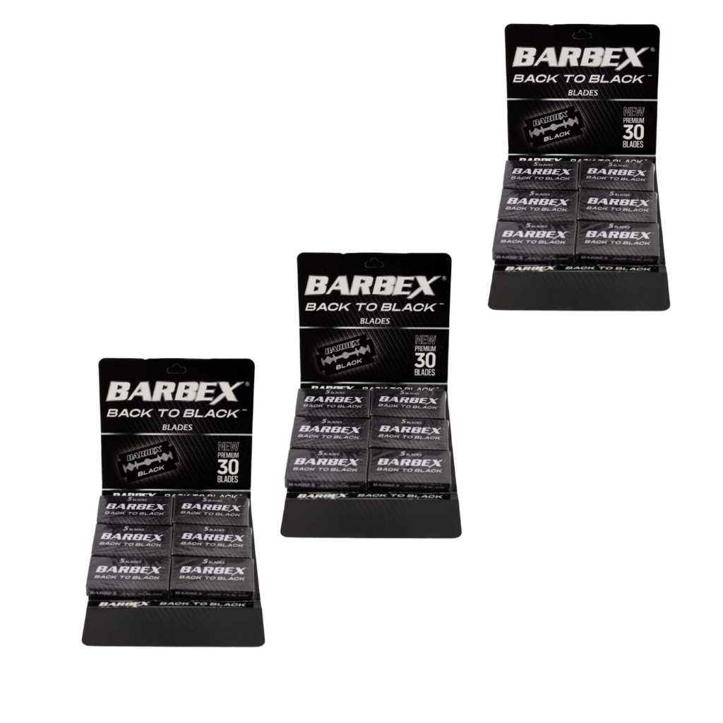 kit 3 de lamina de barbear barbex black cada cartela 30 lamina