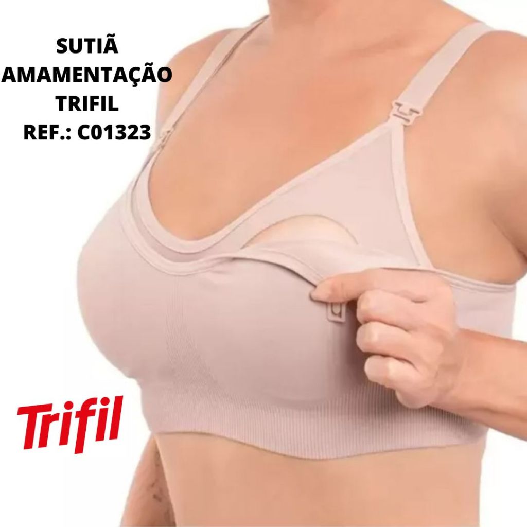 Sutiã top amamentação Trifil alça ajustável sem bojo 1323 sem costura