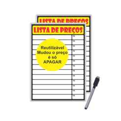 Tabela Preço Placa Preço Mercado Cartaz Lista de Preço Reutilizável