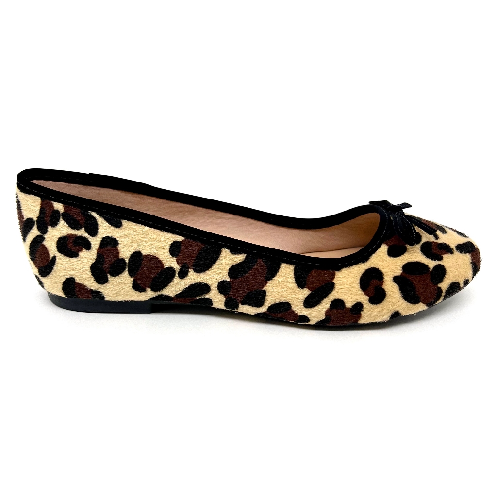 Sapato Sapatilha Rasteira Feminina Onça Animal Print Oncinha - PELO ONÇA - NOBUCK PRETO