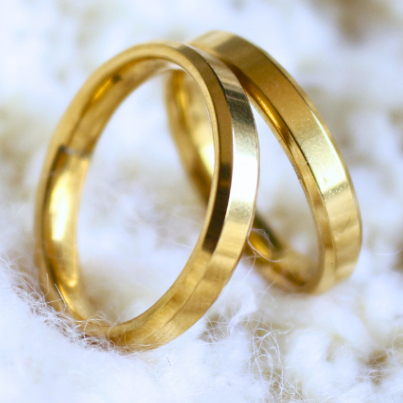 Par Aliança Casamento De Ouro 4mm Chanfrada Lisa Anatômica Antialérgico ENVIO IMEDIATO