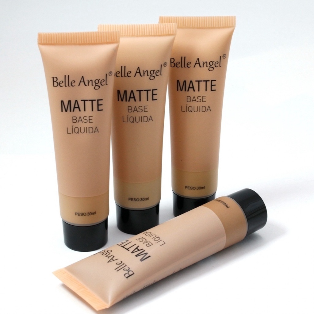 Base Facial Belle Angel Matte 30ml - Cobertura Perfeita e Longa Duração - Peles Oleosas/Mista