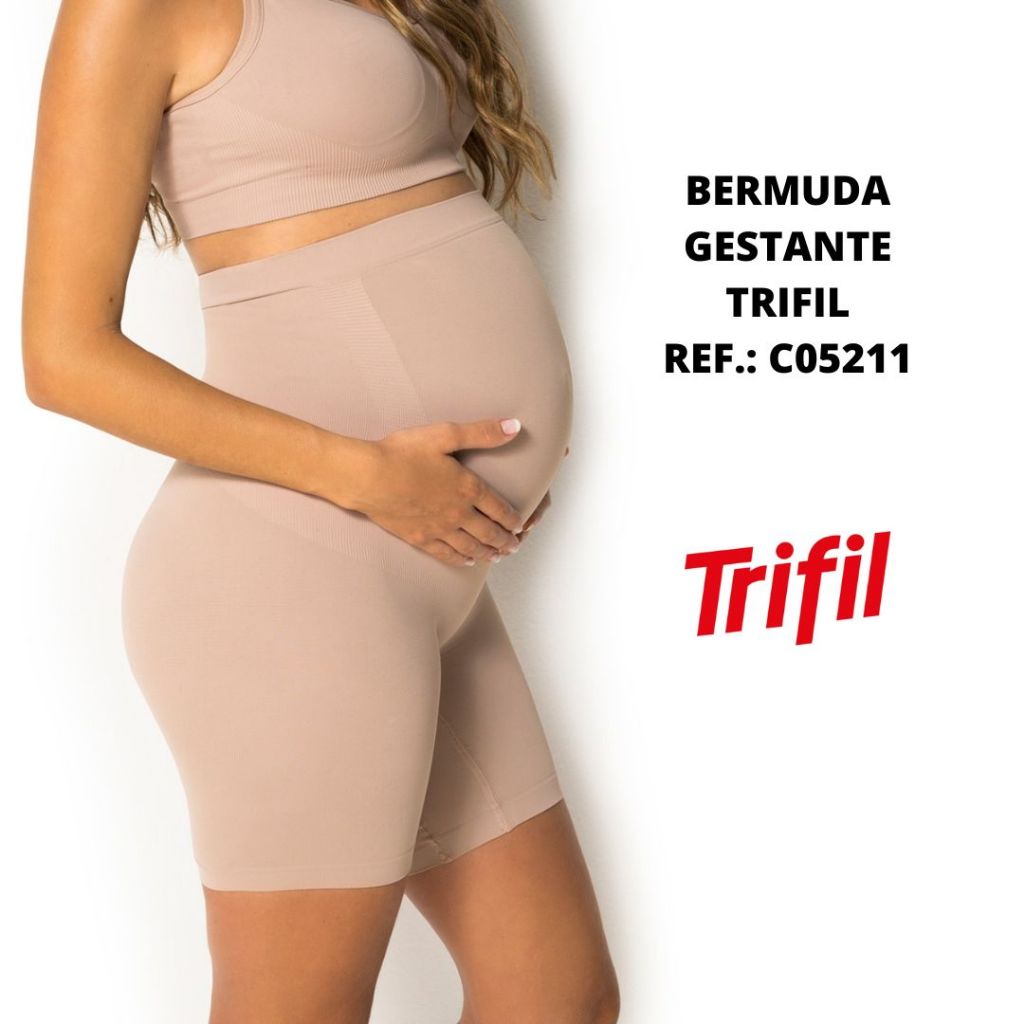 Bermuda para gestante cintura alta sem costura Trifil 5211 maternidade em Oferta na Shopee