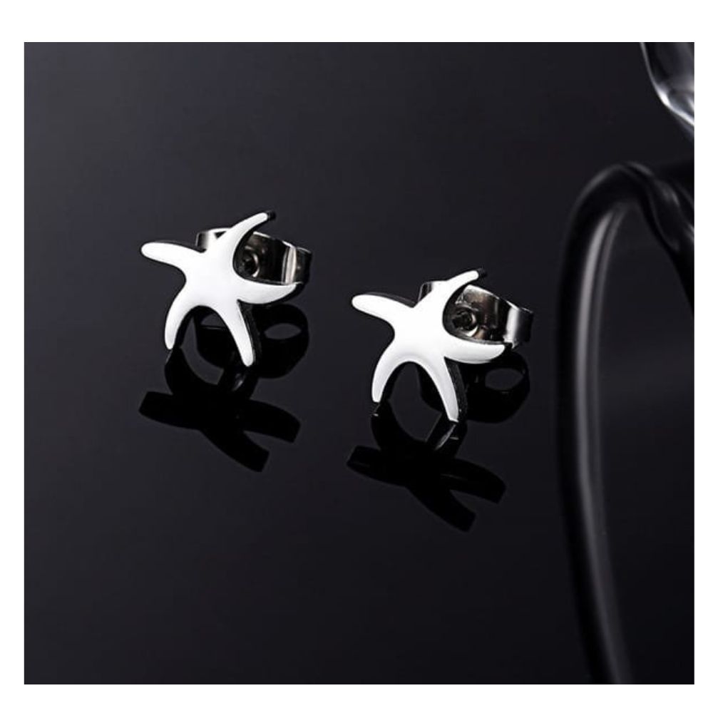 Brinco Estrela do Mar Aço Inoxidável Moda Praia Aesthetic Aço Cirúrgico Brincos Pequenos