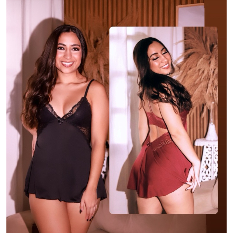 Kit com 2 Camisola sexy com renda sem bojo costa nua sensual pijama roupa de dormir