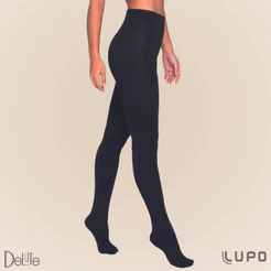Meia Calça Lupo Fio 150 Grossa Preta Opaca Loba Clássica Ideal para o Inverno Forro de Algodão