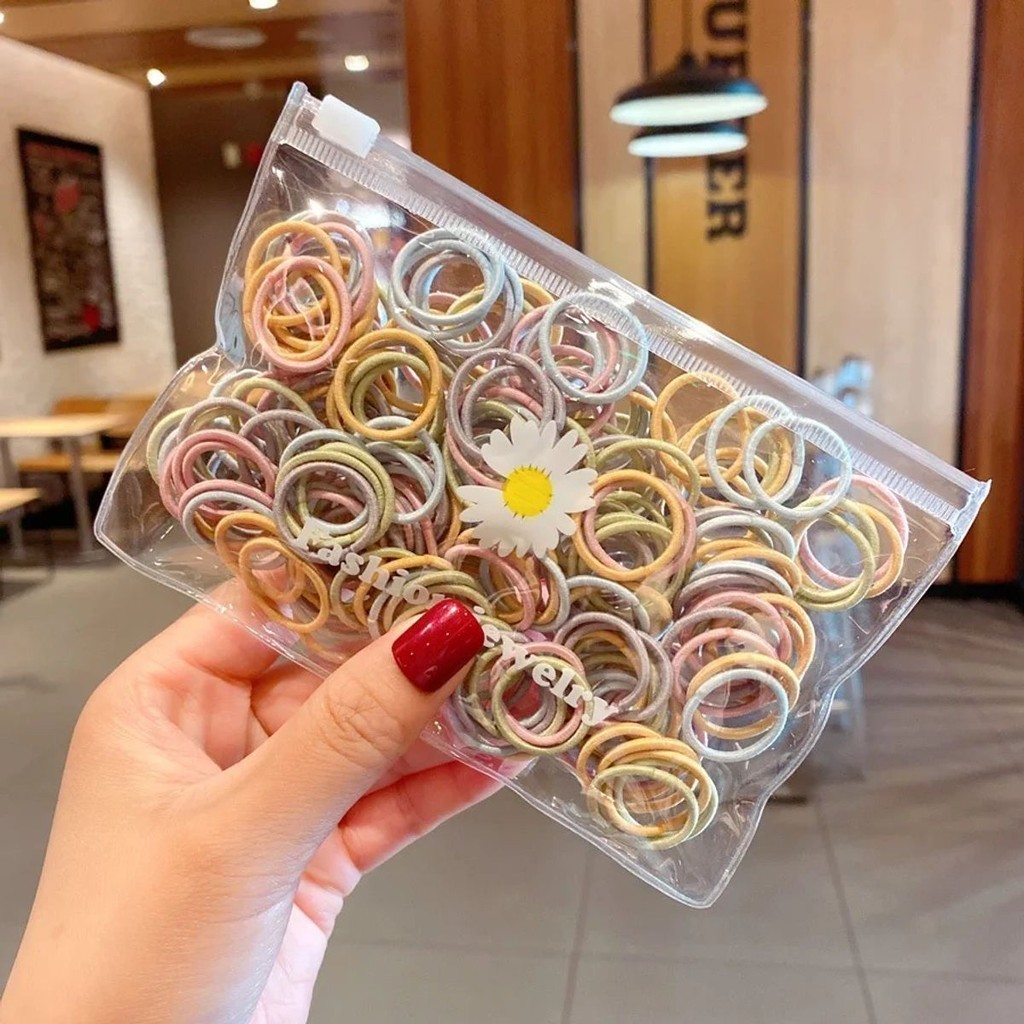 Kit 300 Unidades Elástico Fino Colorido Confortável Infantil/Elástico de Cabelo Premium