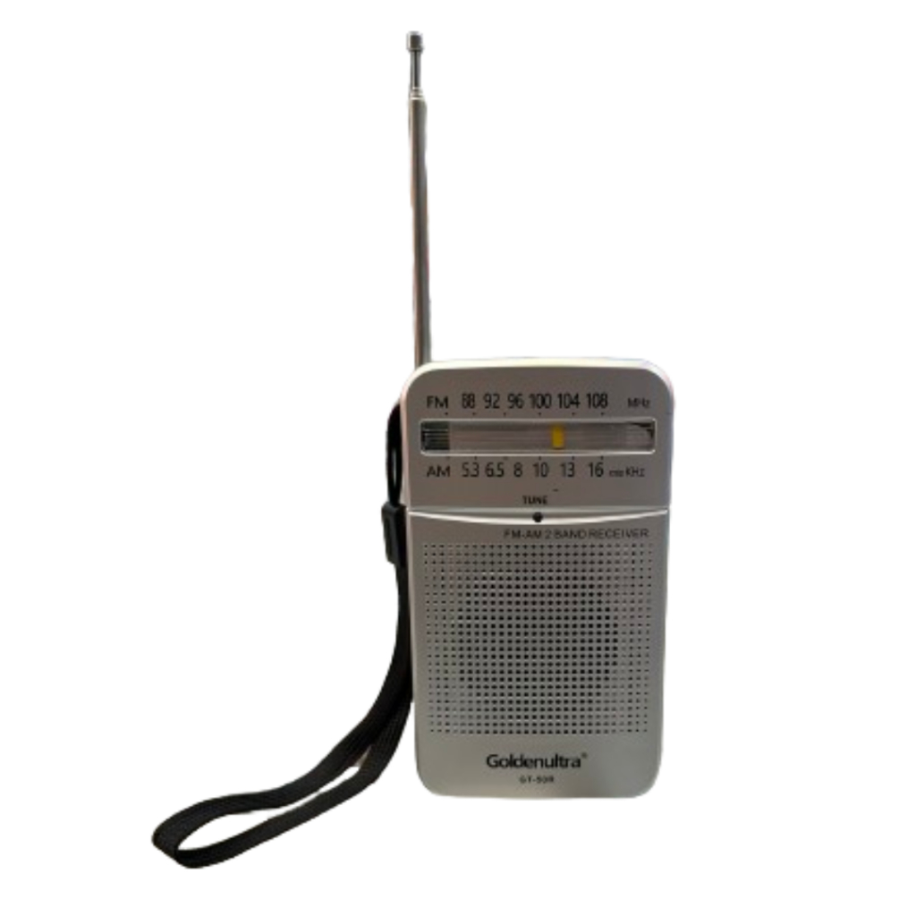 Mini Rádio Portátil Bandas AM e FM Recarregável GT-50R em Oferta na Shopee