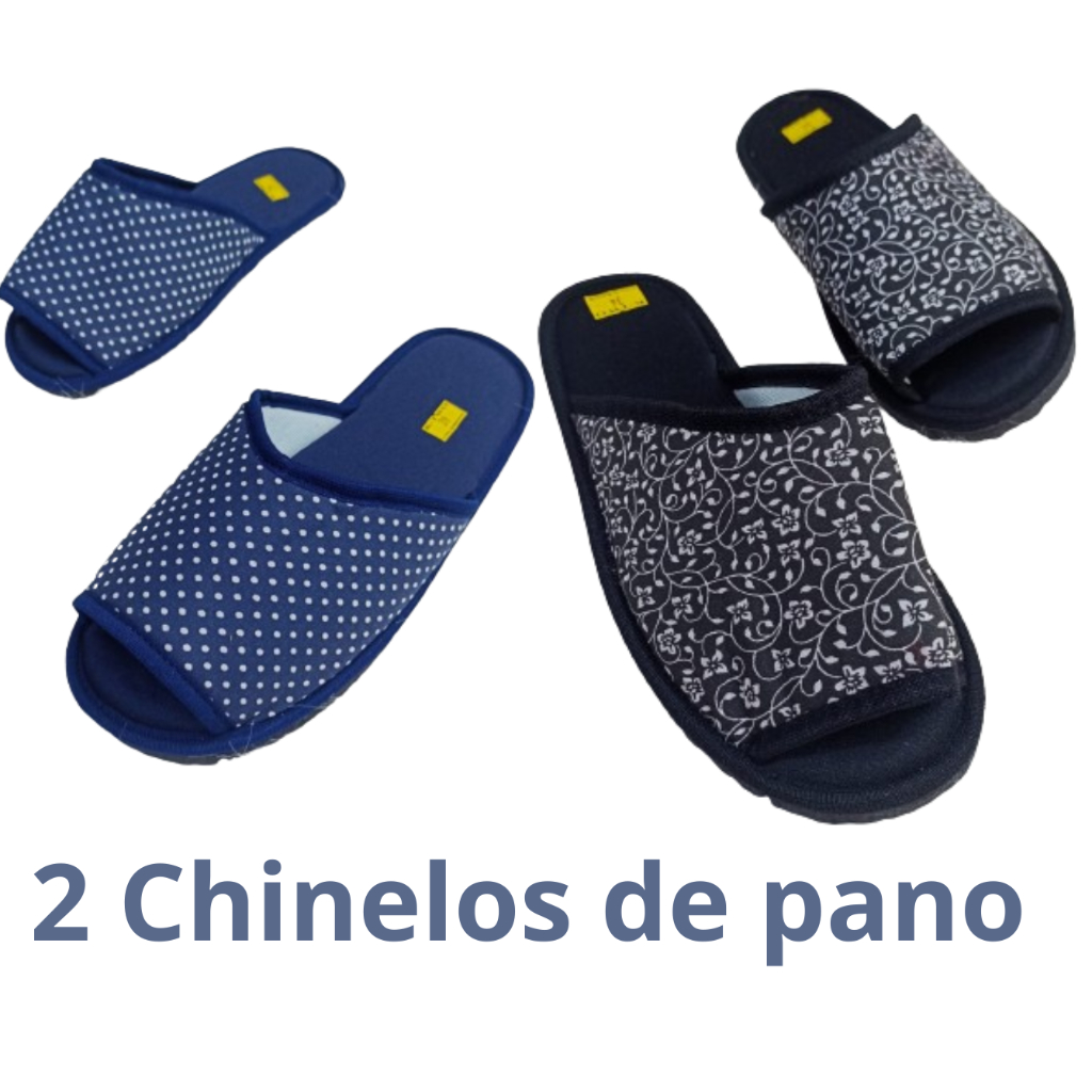 KIT 2 Chinelos de Pano confortável, chinelo de quarto, solado antiderrapante, Chinelo estampados do 34 ao 40