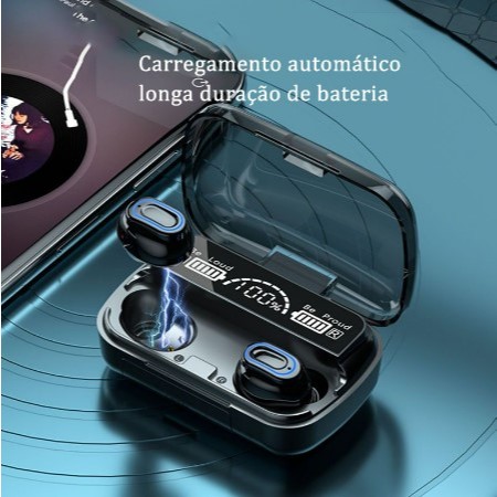 m10 fones de ouvido sem fio bluetooth-compatível fone de ouvido à prova dtwágua tws música esportes in-ear fone — imagem 2 de 2